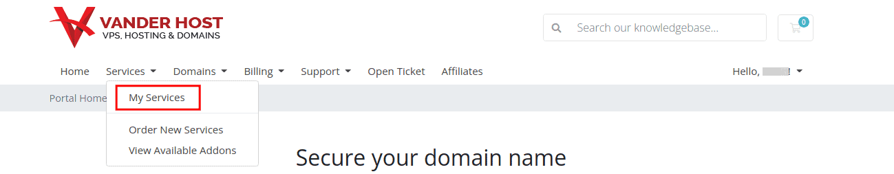 Menu Navigation Services > My Services