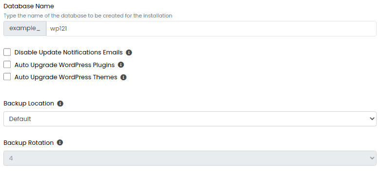 KB WordPress Softaculous WordPress Advanced Options 1