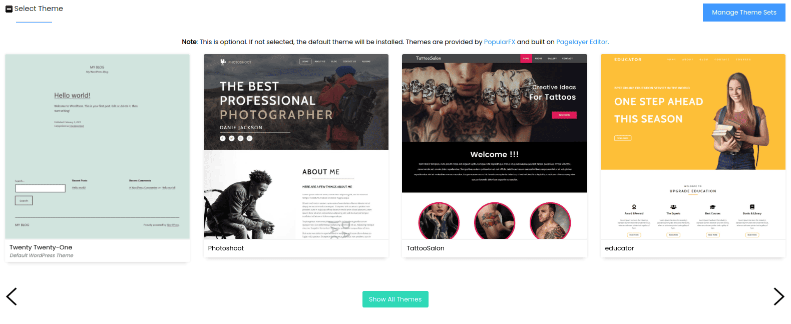 KB WordPress Softaculous WordPress Select Theme
