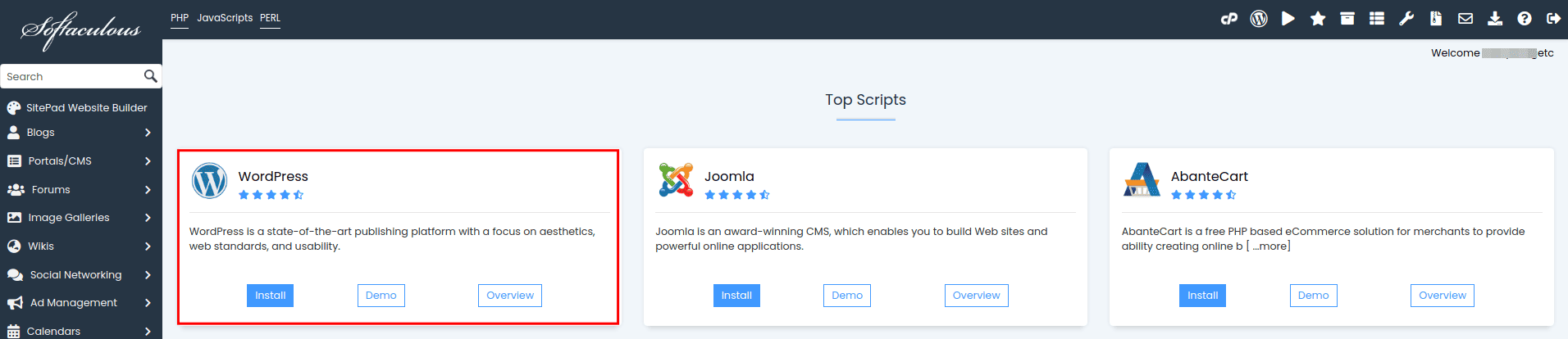 KB Softaculous WordPress