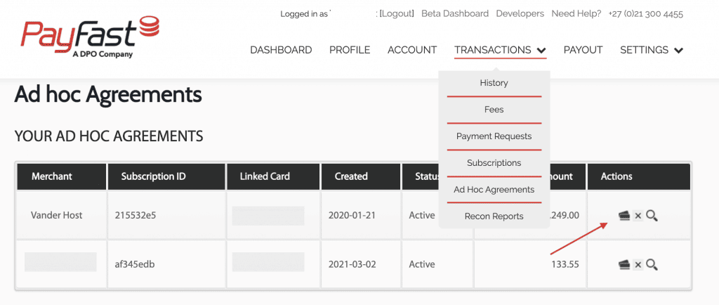 PayFast Ad Hoc Agreements